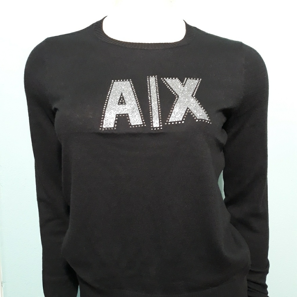 STUDDED GLITTER LOGO SWEATER